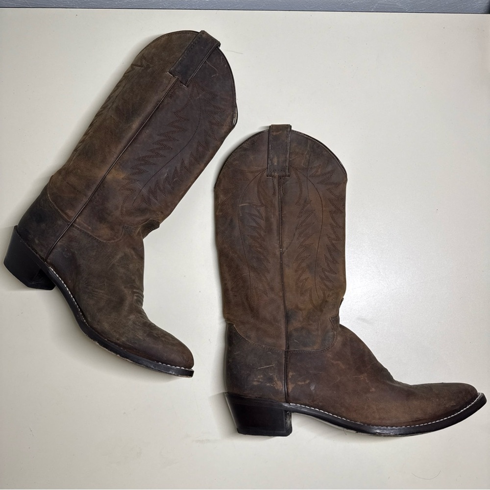 Justin Rein Western Boot M# L4943 Brown Leather Womens Size 9.5B